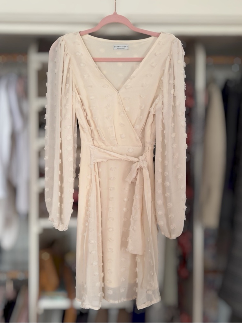 Textured Dot Long Sleeve Dress